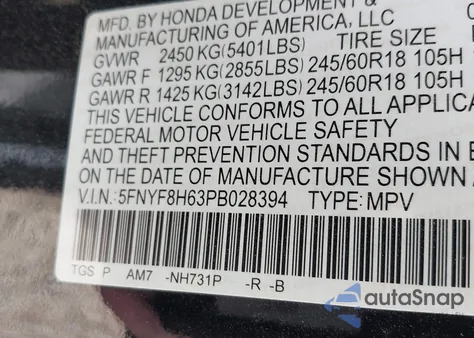 2023 Honda Passport Awd Trailsport z USA, uszkodzony, nr VIN 5FNYF8H63PB028394